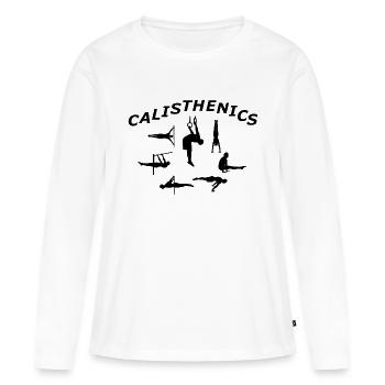 Calisthenics Skills Planche / Frontalerer Design - Frauen Premium Bio Langarmshirt - Weiß - Vorne - Julia (174cm)