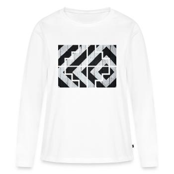 Géométrique - T-shirt manches longues Premium bio Femme - blanc - Devant - Julia (174cm)
