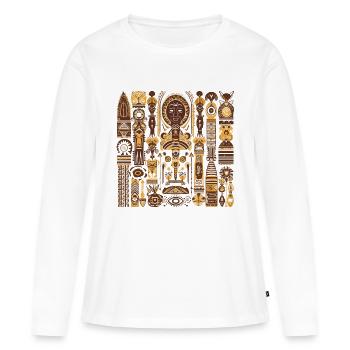 Afrikanische Folklore - Frauen Premium Bio Langarmshirt - Weiß - Vorne - Julia (174cm)