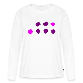 Motif de points à carreaux - rayures - T-shirt manches longues Premium bio Femme - blanc - Devant - Julia (174cm)