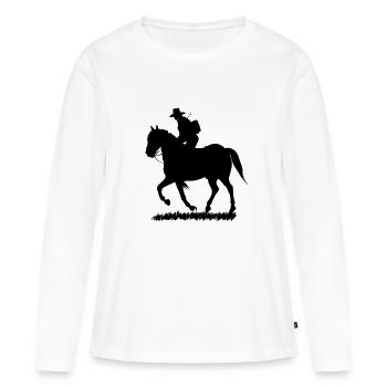 Équitation - T-shirt manches longues Premium bio Femme - blanc - Devant - Julia (174cm)