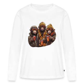 Gang de chimpanzés cool avec de la bière - T-shirt manches longues Premium bio Femme - blanc - Devant - Julia (174cm)