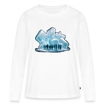 MENSCHEN, DIE IN RIESIGEN EISBROCKEN ERSTARRT SIND - Frauen Premium Bio Langarmshirt - Weiß - Vorne - Julia (174cm)