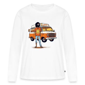 Marco le hippie - T-shirt manches longues Premium bio Femme - blanc - Devant - Julia (174cm)