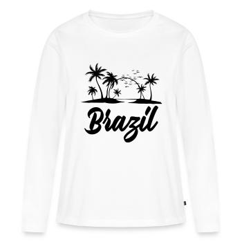 Brésil - T-shirt manches longues Premium bio Femme - blanc - Devant - Julia (174cm)