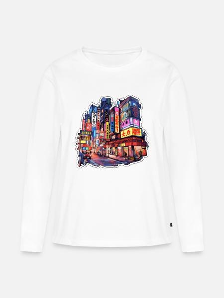 China city - Frauen Premium Bio Langarmshirt - Weiß