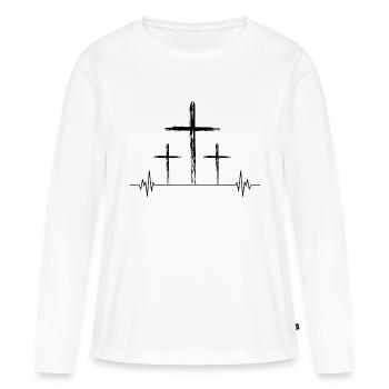 Mourir pour toi - T-shirt manches longues Premium bio Femme - blanc - Devant - Julia (174cm)