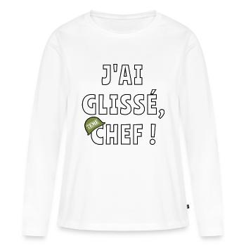 J’ai glissé chef - T-shirt manches longues Premium bio Femme - blanc - Devant - Julia (174cm)