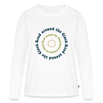 Rund um die Uhr lesen - Frauen Premium Bio Langarmshirt - Weiß - Vorne - Julia (174cm)
