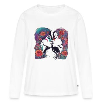 Embrasse-moi - T-shirt manches longues Premium bio Femme - blanc - Devant - Julia (174cm)