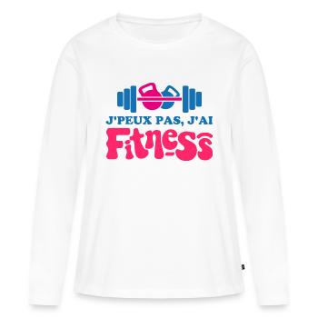 Je peux pas j ai fitness - T-shirt manches longues Premium bio Femme - blanc - Devant - Julia (174cm)