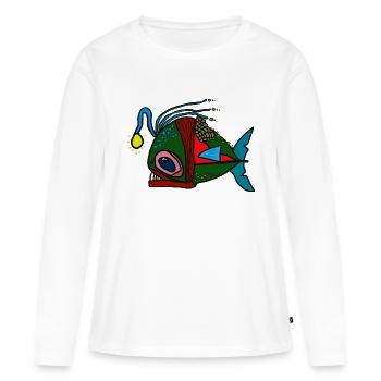 anglerfisch - Frauen Premium Bio Langarmshirt - Weiß - Vorne - Julia (174cm)