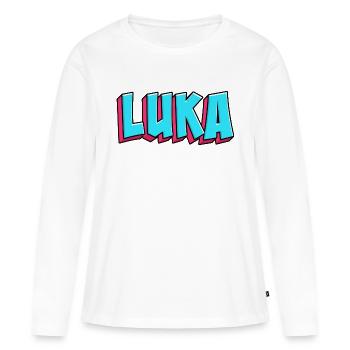 Name Motif: Luka - Women's Premium Organic Long Sleeve Shirt - white - Front - Julia (174cm)