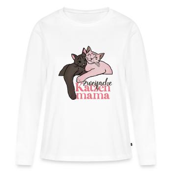 zweifache Katzenmama - Frauen Premium Bio Langarmshirt - Weiß - Vorne - Julia (174cm)