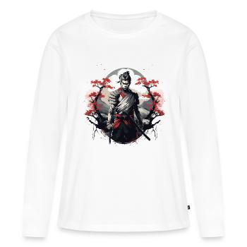 Samurai Japan Kirschbaum Landschaft - Frauen Premium Bio Langarmshirt - Weiß - Vorne - Julia (174cm)