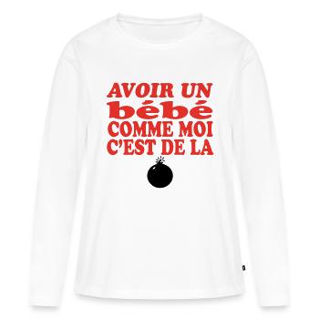 Baby-BOMBE - Frauen Premium Bio Langarmshirt - Weiß - Vorne - Julia (174cm)