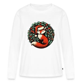 Noël du renard roux - T-shirt manches longues Premium bio Femme - blanc - Devant - Julia (174cm)