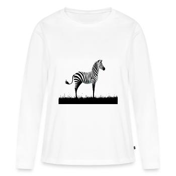 Zebra Minimalismus - Frauen Premium Bio Langarmshirt - Weiß - Vorne - Julia (174cm)