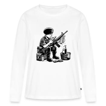 T-shirt du désarmement des forces armées - T-shirt manches longues Premium bio Femme - blanc - Devant - Julia (174cm)