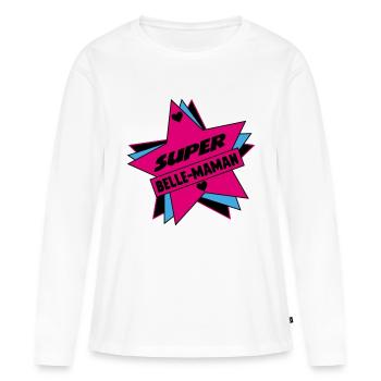 SUPER SCHÖNE MAMA - Frauen Premium Bio Langarmshirt - Weiß - Vorne - Julia (174cm)