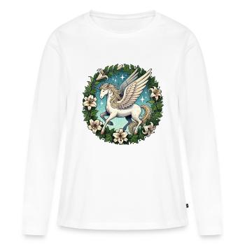 Licorne Pégase - T-shirt manches longues Premium bio Femme - blanc - Devant - Julia (174cm)