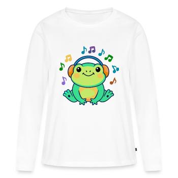 DJ Żabka – musical frog - Women's Premium Organic Long Sleeve Shirt - white - Front - Julia (174cm)