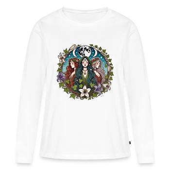Triple Déesse - T-shirt manches longues Premium bio Femme - blanc - Devant - Julia (174cm)