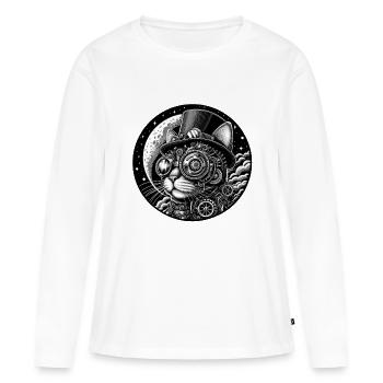 Steampunk Viktorianische Katze - Frauen Premium Bio Langarmshirt - Weiß - Vorne - Julia (174cm)