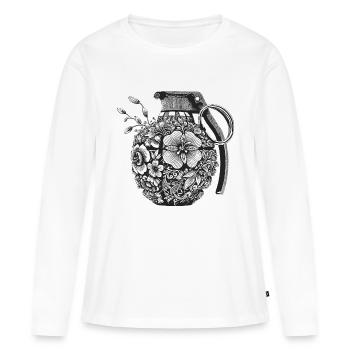 Blumen Granate - Frauen Premium Bio Langarmshirt - Weiß - Vorne - Julia (174cm)