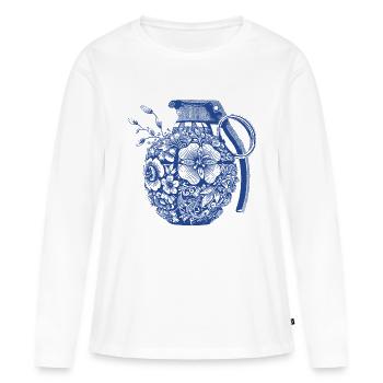 Blumen Granate - Frauen Premium Bio Langarmshirt - Weiß - Vorne - Julia (174cm)