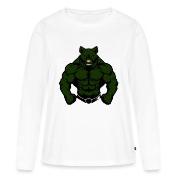 Ours Comic Fit - T-shirt manches longues Premium bio Femme - blanc - Devant - Julia (174cm)