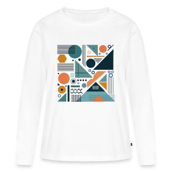 Abstractions géométriques - T-shirt manches longues Premium bio Femme - blanc - Devant - Julia (174cm)