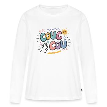 Coucou - Style Décontracté - T-shirt manches longues Premium bio Femme - blanc - Devant - Julia (174cm)