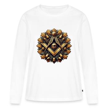 Logo maçonnique - T-shirt manches longues Premium bio Femme - blanc - Devant - Julia (174cm)