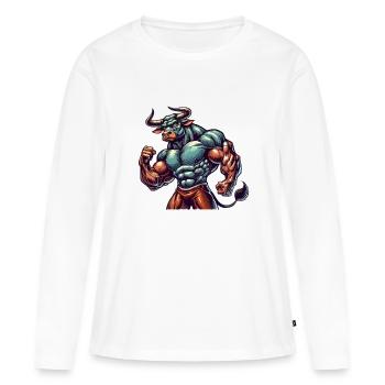 Bodybuilder Taureau - T-shirt manches longues Premium bio Femme - blanc - Devant - Julia (174cm)