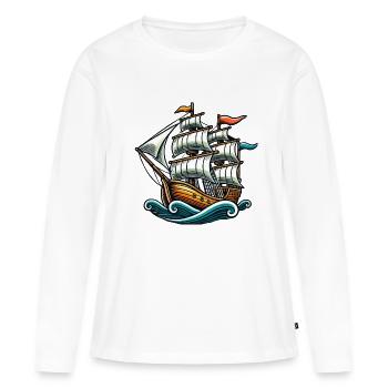Bateau - T-shirt manches longues Premium bio Femme - blanc - Devant - Julia (174cm)