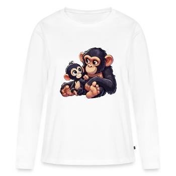 chimpanzee mother with child - Women's Premium Organic Long Sleeve Shirt - white - Front - Julia (174cm)