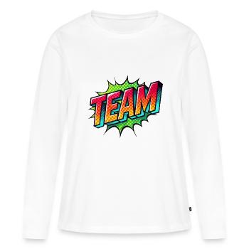 équipe - T-shirt manches longues Premium bio Femme - blanc - Devant - Julia (174cm)