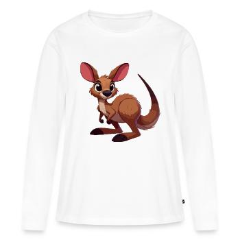 Kangourou Joey - T-shirt manches longues Premium bio Femme - blanc - Devant - Julia (174cm)