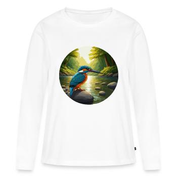 Kingfisher sits by stream - Women's Premium Organic Long Sleeve Shirt - white - Front - Julia (174cm)