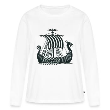 wikinger schiff - Frauen Premium Bio Langarmshirt - Weiß - Vorne - Julia (174cm)