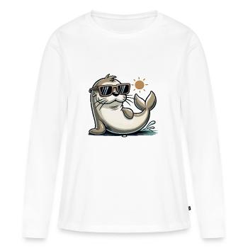 seehund sonnenbrille - Frauen Premium Bio Langarmshirt - Weiß - Vorne - Julia (174cm)