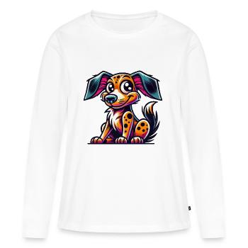 Chien Chien - T-shirt manches longues Premium bio Femme - blanc - Devant - Julia (174cm)