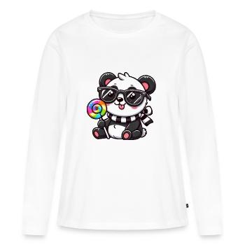 Sucette Panda - T-shirt manches longues Premium bio Femme - blanc - Devant - Julia (174cm)