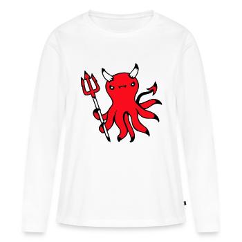 Pieuvre Diable Enfer Satan Mal Purgatoire Vilain Coquin - T-shirt manches longues Premium bio Femme - blanc - Devant - Julia (174cm)