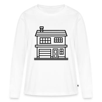 Maison Propriété - T-shirt manches longues Premium bio Femme - blanc - Devant - Julia (174cm)