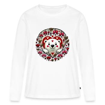 Créature Folk Heart - T-shirt manches longues Premium bio Femme - blanc - Devant - Julia (174cm)