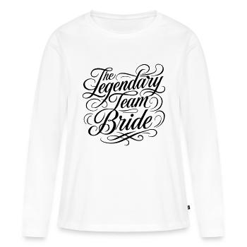 Dicton de mariage de l’équipe de la mariée - T-shirt manches longues Premium bio Femme - blanc - Devant - Julia (174cm)