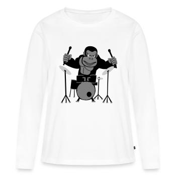 Gorilla Drummer - T-shirt manches longues Premium bio Femme - blanc - Devant - Julia (174cm)