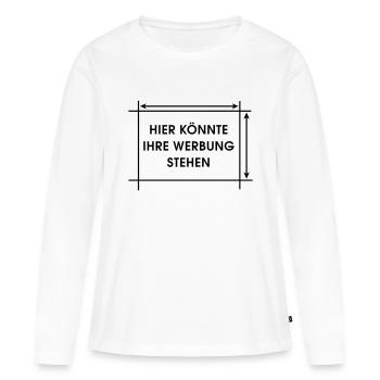 Hier könnte Ihre Werbung stehen - Frauen Premium Bio Langarmshirt - Weiß - Vorne - Julia (174cm)